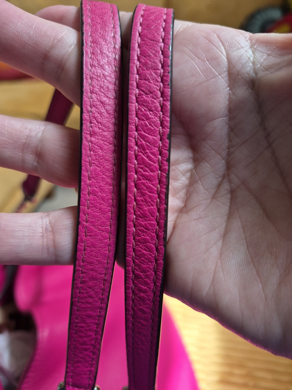 Michael Kors Hot Pink Pebbled Leather Shoulder Bag with Silver Chain-Link Straps - Picture 11 of 16